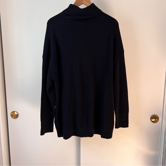 J. Crew Women’s Ribbed cotton-blend relaxed turtleneck sweater XL Black NWT - Picture 5 of 9